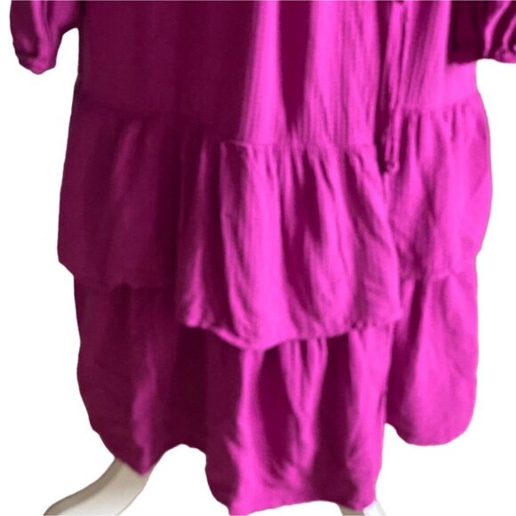 Knox Rose Ruffled Bottom, Textured Wrap Midi Dress-Purple-Size XS-GUC - Picture 4 of 7